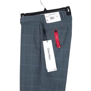 Calvin Klein Mens Slim Fit Dress Pants 30x32 Green Plaid Stretch Wool Blend NWT